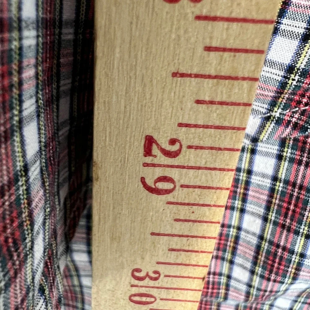 Ralph Lauren Yarmouth Mens 15.5 32/33 Tartan Plaid Button‎ Down Shirt Red Cotton